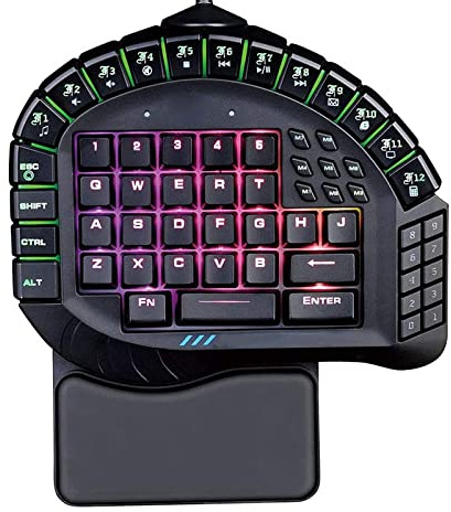 NEWNAN Tastiera da gioco meccanica a una mano Tastiera portatile da 60 tasti, Controller per giocatore singolo con poggiapolsi per computer/PC/laptop