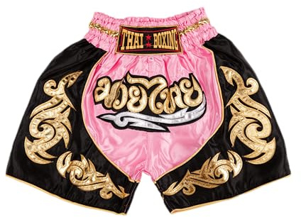 MUAY NATION Pantalones Cortos de Muay Thai para Niños (2 Años - 12 Años) Niñas Niños Pantalones de Boxeo para Kickboxing MMA Artes Marciales (FR/ES, Edad, 6 años, 8 años, Regular, Rosa)