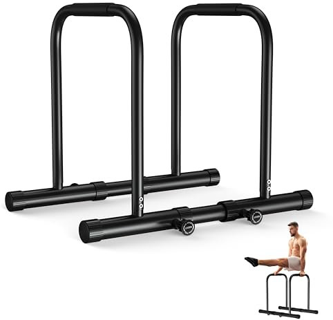 KingMile Dip Barren, Verstellbare Höhe und Breite Dip Station, Großer Dip Stange & Dip Bar, Calisthenics Equipment 80-100 cm Höhe Individuell Verstellbar, Geeignet für Heim-Fitness