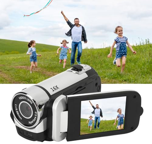 EIMSOAH Vintage Video Camera Camcorder, 16Mp Cam Corder, 1080P Digital Camera, 2.4 Inch Rotatable Screen Camcorder, 16X Zoom HD Video Recorder with Fill Light for Teens Beginner Adult