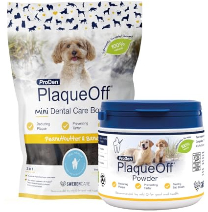 ProDen PlaqueOff Value Bundle for Dogs 420g Powder & 20 Mini Bones