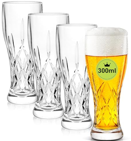 Axim Beer Glasses Set, Crystal Craft Beer Pint Glass, Pilsner Beer Mug,Bar Glassware Drinking Glasses for Home Kitchen Entertainment (4 Pcs/330ml)