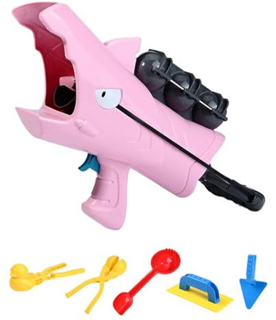 Zambuph Partecipa a divertenti battaglie sulla neve con i diversi creatori di palle di neve in ABS diverse forme, giocattoli da per bambini per lanciatori palle da esterno, rosa