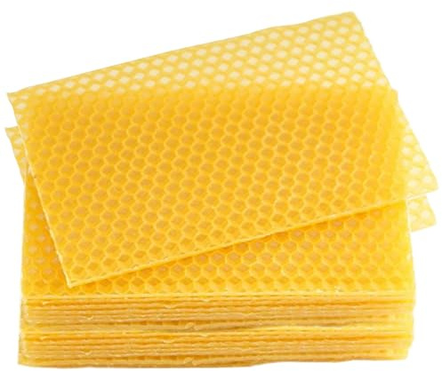 Hojas de cera de abejas 30 hojas de cera de abejas de 5, 2 x 3, 5 pulgadas, para marcos de, panal natural para fabricación de velas, suministros de apicultura |.Para hacer velas