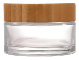 1 pot rond en verre transparent de 100 ml avec couvercle en bois et doublure intérieure rechargeable pour crème cosmétique à faire soi-même, soins de la peau, maquillage, crème pour le visage, beurre