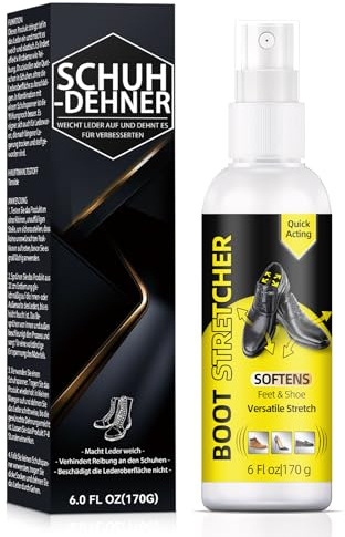 Halldeli Spray Ensanchador de Zapatos 170 g, Spray para Cuero, Ablandador de Zapatos Mujer y Hombre, Spray para Zapatos y Botas Ajustadas, Tacones, Botines, Mocasines y Zapatos de Vestir