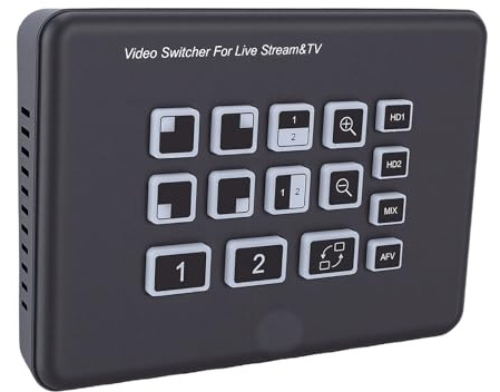 Bewinner Live Stream Switcher med USB C 3.0, 2 HDMI-ingångar, 1080P 60Hz Video Mixer Switcher, 3,5 Mm Ljud, Låg Latens för PC Live Broadcast Gaming Streaming