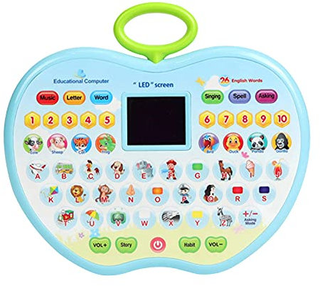 lembrd Baby Lern Und Musiktablet, Lerncomputer Mit 8 Lernmodi Und LED Bildschirmanzeige Kinder Tablet Spielzeug - Zum Lernen Von Wörtern, Buchstaben, Zahlen- Für Kinder Von 3-6 Jahren