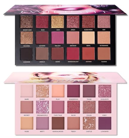 UCANBE 2Pcs Twilight Dusk + Aromas Nude Eyeshadow Palette Makeup Set, Matte Shimmer Glitter Pressed Pearl All Highly Pigmented Blending Powder, Natural Velvet Texture Eye Shadow Kit