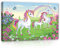 Forwall Leinwandbild Kinderzimmer Mädchen Einhorn 60x40 cm - Rosa Schmetterling Canvas Wandbilder für Kinder Bild auf Leinwand Bilder Kunstdruck Kinderbild Wanddekoration