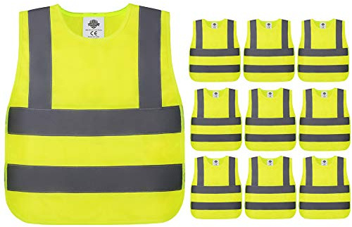 Dazonity kid's High Visibility Safety Vest,10PCS,Reflective Strips, Fit for Boys & Girls, Walking or Back to School,