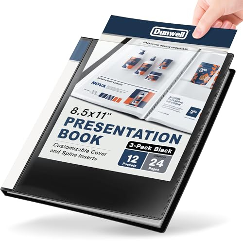 Dunwell 12-Pocket Presentation Binder 8.5x11, 24-Page Portfolio Folder
