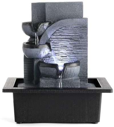 Dyna-Living Indoor Tabletop Fountain Water Fountain with LED Light and Calming Water Sound Relaxation Fountain for Home Bedroom Office Décor