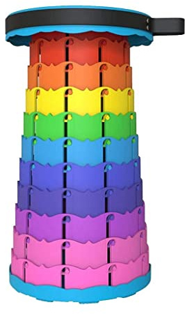 Portable Telescopic Stool, Retractable Plastic Camping Stool, 2nd Generation Folding Lightweight Stool Load 330 lb for Camping Fishing Hiking BBQ Gardening Indoor & Outdoor - Multicolor