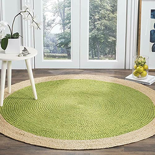 Avgari Creation matta rund 100 % handflätad vardagsrumsmatta kök hall matta, inomhus utomhus trädgårdsmatta, område rund matta (180 x 180 cm (6 x 6 kvadratfot), grön) (CD-JB-matta)