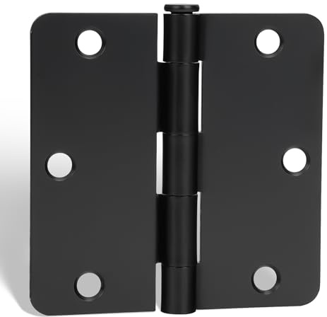 goldenwarm 6Pack Door Hinges Black Matte 3.5 Inch Rounded Black Interior Door Hinges 3-1/2'' with 1/4'' Radius Corners