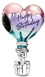 Amuefer Palloncino Charm Compatibili Bracciale Collana, Argento Sterling Buon Compleanno Ciondolo Compleanno Natale Gioielli Regali per le Donne Ragazza Moglie Bambini Amici