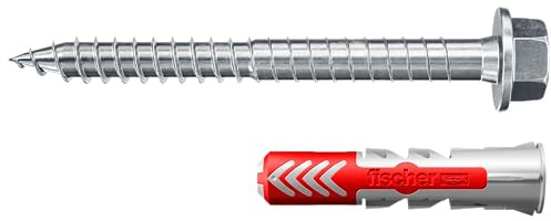 fischer Duopower 8 x 40 S with ETA, Universal dowels with Safety Screw, 2-Component dowels, Plastic dowels for attaching to Concrete, Bricks, Stone, plasterboard and Much More, 50 dowels + 50 Screws