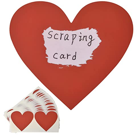 AIYONG 50pcs Autocollants à Gratter Coeur Étiquettes Scratch Stickers Grattage Adhésifs pour DIY Carte Postale Surprise Lettre Secret Message Livre D'Invité (Rouge)