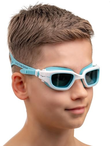 AqtivAqua MINI-DX Lunettes de Natation pour Enfants, Lunettes de Piscine à Champ de Vision Large pour Garçons et Filles, Anti-Buée Étanches