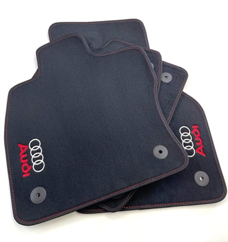 ASC Tappetini Auto Compatibili con Audi A3 8V Sportback 2013-2024, Velluto Grigio Scuro, 2 Loghi Ricamati
