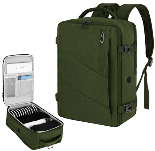VOESLD für Ryanair Handgepäck Rucksack 40x20x25, Rucksack Handgepäck Flugzeug Grün Laptop Wasserdicht, Business Reiserucksack Arbeitsrucksack Tagesrucksäcke für Herren Damen