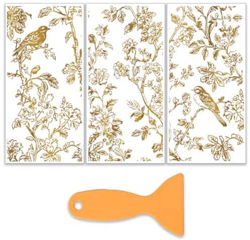 OLYCRAFT 3 Stück/Set Blumen Zum Aufreiben von Transfers Für Möbel Und Kunsthandwerk 15x30cm Große Vögel/Pflanzen Möbelaufkleber Metallsilhouetten Transferaufkleber Zum Aufreiben