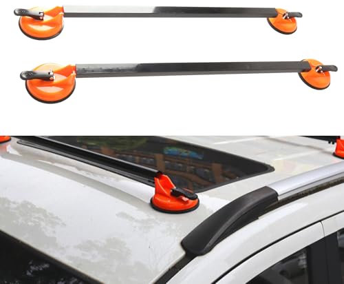 Sustvita Barres de toit universelles réglables de 36,22 pouces avec support d'aspiration carré en acier - Idéal pour les barres de toit de voiture, le transport de bagages