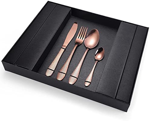 Generico Set di Posate in Acciaio Inossidabile, Set di Posate in Acciaio Inossidabile da 24 Pezzi, Set di Posate in Argento con Scatola Regalo, Include coltelli/forchette/cucchiai lucidati a Specchio
