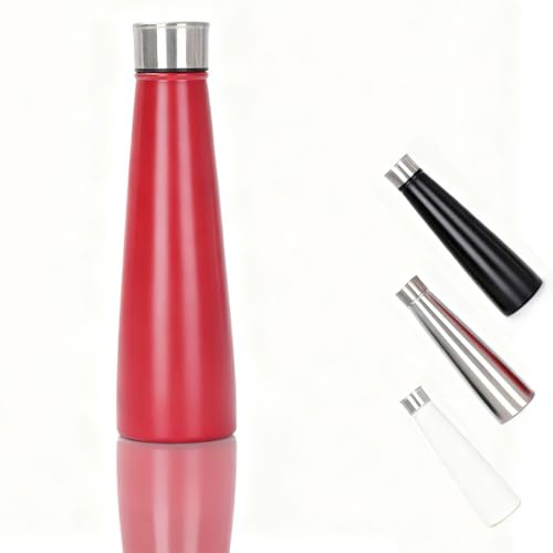 Senshuomy 16oz Stainless Steel Double Wall Metal Leak Proof Vacuum Flask,Insulated Water Bottles,Keep Hot & Cold Drinks,Drinking Thermal for Outdoor Sports Camping Cycling for Kids &adults (Red)