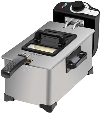 Cecotec Friggitrice elettrica 3L Cleanfry 3L Full Inox. 2000 W, acciaio inossidabile, filtro OilCleaner, corpo, vasca, coperchio e cestello in acciaio inox, coperchio con finestra e filtro antiodore