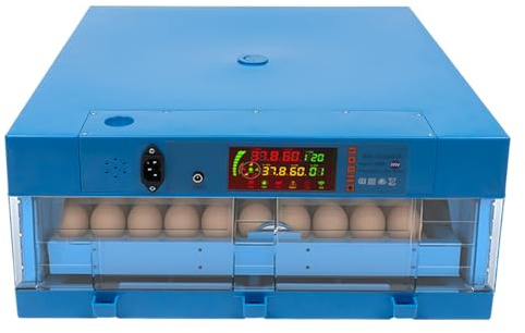Incubadora totalmente automática para 64 huevos, incubadora de huevos con capacidad para 64 huevos, 360° ventilación digital, cuenta regresiva para gallinas/patos/gansos, azul, criador