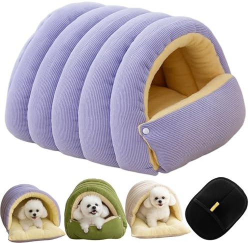 Niche d'hiver, Chaude, Confortable et Confortable en Peluche, lit pour Chat Monstre Douillet, lit d'hiver Amovible et Lavable (Violet, Petit)