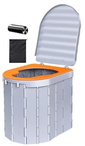 Generisch Pot de camping pour adultes, toilettes de camping pliables, toilettes à compost pour l'extérieur avec couvercle, siège de toilette, camping, salle de bain, 15 sacs poubelle et sac de