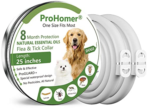 PROZADALAN [2 PCS] Collare Antipulci Cane,8 Mesi di Efficacia Protezione, Formula Naturale, Collare Antipulci Regolabili da 65 cm per Cani