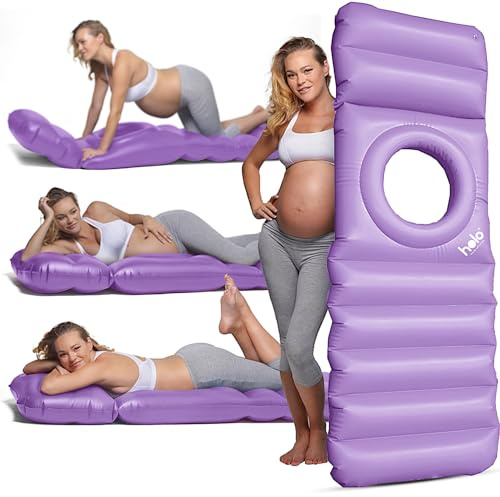 HOLO The Original Inflatable Pregnancy Pillow with a Hole for Your Tummy. Use on Land and Water, for PGP/SPD Relief, Yoga, Sleep, Massage and Relaxation on Your Belly - Babymoon Essential (Lavender)