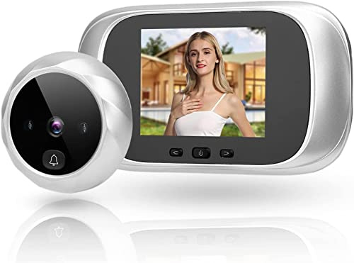 Visual Door Viewer, Digital Peephole Security Camera with 2.8 inch LCD Display Infrared Night Vision Doorbell Function Photo Taking Function(Silver)
