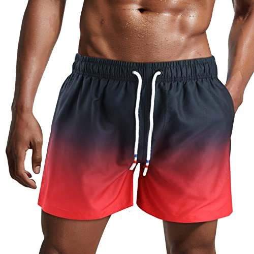 Danfiki Badshorts för herrar, badbyxor, snabbtorkande strandshorts, surfshorts med nätfoder