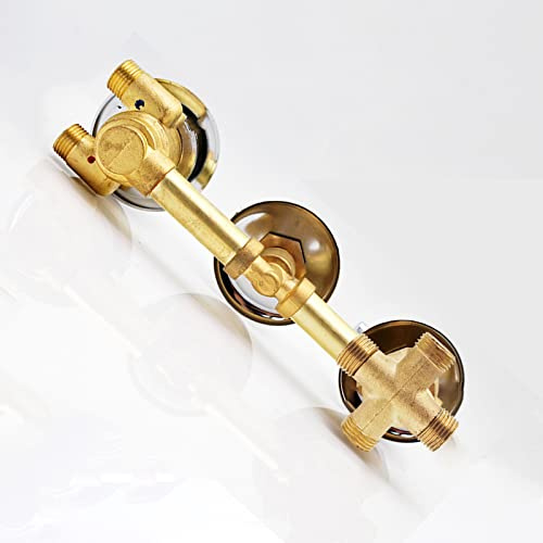 3 Knobs Brass Mixing Valve Diverter Thermostatic Shower Faucet Tap Temperature Control Thread Screw or Intubation 2/3/4/5 Way, Brass Cartridge, Triple Handle, Auto Thermostat (Thread Screw 4 Output)