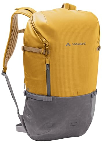 VAUDE Cityrucksack CityGo II 30 Liter Gelb, wasserdichter Rucksack Damen & Herren, leichter Daypack für Städtetrips mit Laptop-Fach, Rolltop Rucksack ideal für den urbanen Alltag