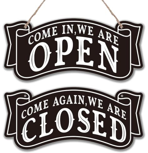 SUPERDANT Offen Geschlossen Schilder Für Unternehmen Restaurant Offen Schilder Geschäfts Und Ladenschild Hängendes Offen Und Geschlossen Schild Doppelseitiges Holz Geschäftsschild Dekorative