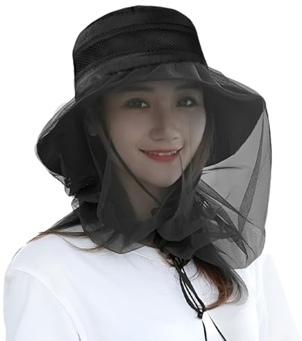 Mosquito Midge Head Net Mesh Hat Wide Brim Sun Hat with Removable Netting-Midge Face Cover Quick Dry UV Protection Bucket Fishing Cap Protect from Mosquito Insect Bug Bee Gnats for Hiking Gardening