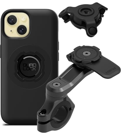 Quad Lock Telefonfäste för Motorcykelstyre PRO med Vibrationsdämpare och MAG-fodral för iPhone 15