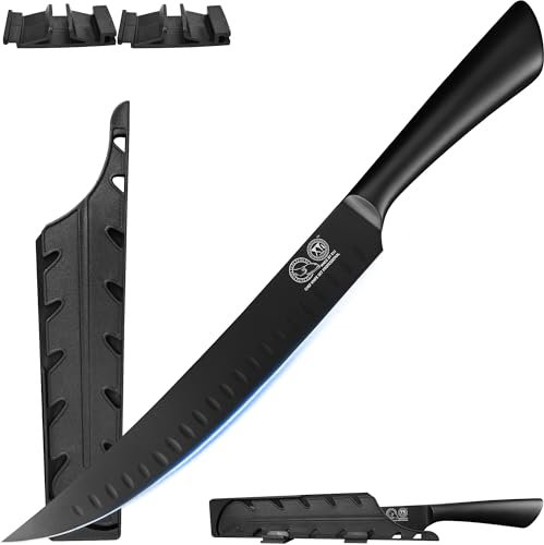 XYJ Coltello da cucina da 9,5 pollici, con coperchio in plastica, manico ergonomico, in acciaio inox, affettatrice Fish Fille Meat Knife, Cleaver Cooking Chef Knife