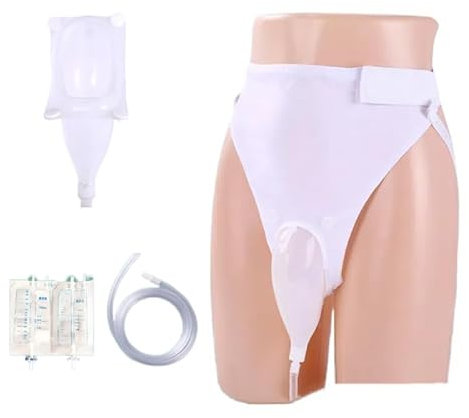 Sac à Urine en Silicone Réutilisable pour Homme Sac d'Urine Portable avec Conduit de Cathéter Pipi 1000ml Pantalon d'Incontinence avec Sac d'Urine de Collection pour Personne Âgée Patient Alité