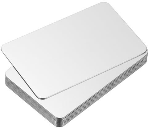 PATIKIL 0,8 mm rostfritt stål metallvisitkort, 12-pack tomma namnkort Lasergravyr för DIY-presentkort, Silver