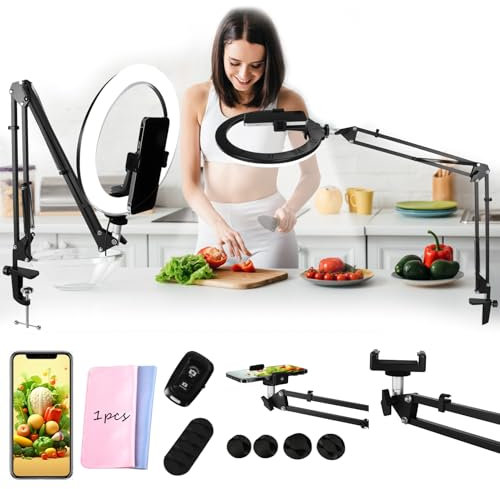 TAVADA Aro de Luz con Tripode,Anillo de Luz para Selfie,Ring Light con Función Bluetooth,Anillo de Luzs Aro de Luzs con Brazo de Soporte Resistente y Soporte,para Fotografía Selfie,Youtube,Tiktok