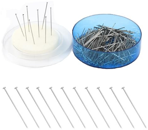 UCLEVER 200 Stück Stecknadeln Ohne Kopf 26mm Schneiderin Kopf Pins Edelstahl Stecknadel Satin Pin Kopfnadeln für Quilten Schmuck Basteln (200)