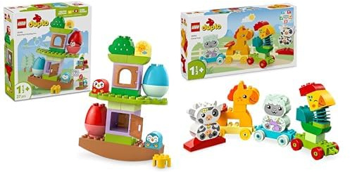 LEGO Duplo Mon Premier Arbre Équilibrant & Empilable + Mon Premier Jouet Train Animal pour Tout-Petits Sets d'apprentissage Créatifs 10440 + 10412