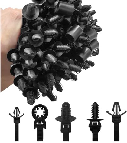 DUSCOKE 110 bridas para cables de montaje a presión, bridas de nailon resistente para montaje en coche con varios tamaños, clips de arnés resistentes a los rayos UV para coche, agrupación de cables